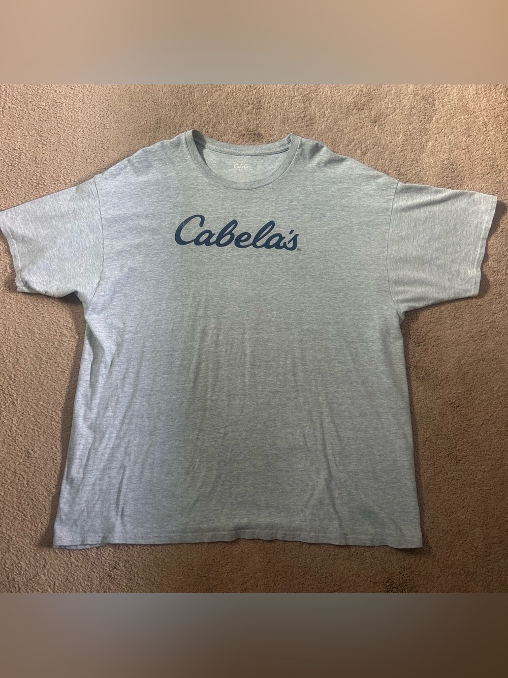 Cabela's Heather Gray Short-Sleeve Tee with Navy Script Logo